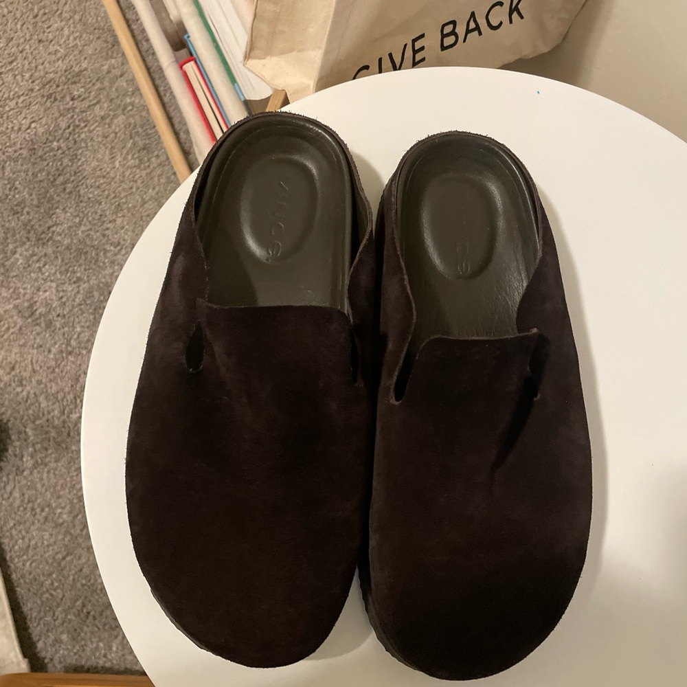 Vince Chocolate Brown Mules Men's 8.5, Women's 10.5